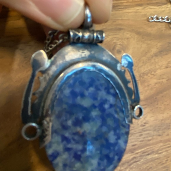 Beautiful blue gemstone pendant in intricately carved Tuareg design setting - Picture 4 of 5